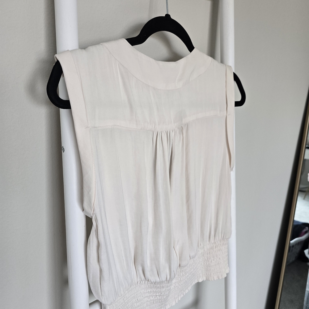 NWT Rachel Roy Cream Sleeveless V-neck Draped Blouse Size S Business Casual Chic - Picture 9 of 12